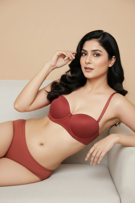 Zivame Padded Regular Wired 3/4th Coverage Strapless Bra - Burnt Brick — image 4